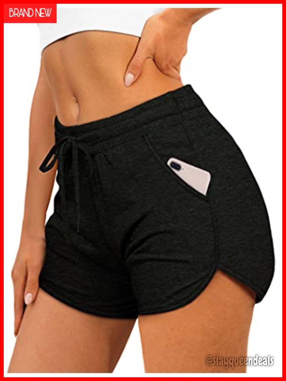 Womens Athletic Dolphin Shorts with Pockets Drawstring Running Workout
